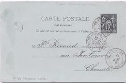 France Entiers Postaux - 10 C Noir - Type Sage - Carte Postale  -  Oblitéré - Standard Postcards & Stamped On Demand (before 1995)