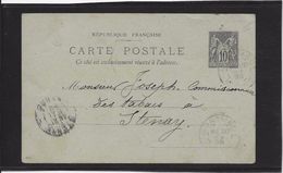 France Entiers Postaux - 10 C Noir - Type Sage - Carte Postale  -  Oblitéré - Standaardpostkaarten En TSC (Voor 1995)