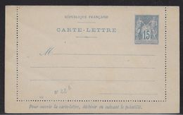 France Entiers Postaux - 15 C Bleu - Type Sage - Carte-lettre -  Neuf - Kaartbrieven