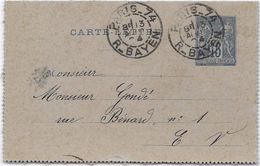 France Entiers Postaux - 15 C Bleu - Type Sage - Carte-lettre -  Oblitéré - Cartoline-lettere
