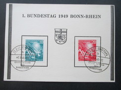 BRD 1949 Eröffnung Des Bundestages Nr. 111/112 FDC / Sonderkarte Mit Sonderstempel Vom Ersttag. Erste Sitzung Bundestag - Briefe U. Dokumente