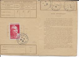 GANDON - 1946 - RARE 100F (Yvert N° 733) Seul Sur CARTE D'ABONNEMENT Des PTT De BORDEAUX - 1945-54 Marianne De Gandon