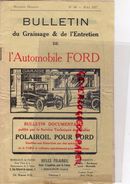 36- ISSOUDUN- RARE CATALOGUE BULLETIN GRAISSAGE ENTRETIEN AUTOMOBILE FORD- MAI 1927-HUILES POLAIROIL- POMPE ESSENCE - Automovilismo