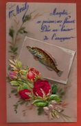 Image 1er Avril Celluloid Ajoutis Poisson & Bouquet De Fleurs + Un Baiser De L'envoyeur - Animali