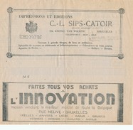 602/25 - Belgique Télégramme Publicitaire BRUSSELS 1933 - TOPIC Impressions/Printings Et Innovation Department Store - Alimentation