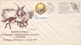 6039FM- ROMANIAN STATE INDEPENDENCE CENTENARY, INDEPENDENCE WAR, SPECIAL COVER, 1977, ROMANIA - Covers & Documents