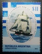 RL) 2016 ARGENTINA, GREEK MARINE THAT FIGHT FOR INDEPENDENCE, SHIP, FLAG, MILITARY, BLUE - Ongebruikt