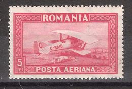 ROMANIA / Roumanie Airmail / Posta Aeriana 1928 , Yvert N° 3 A , 5 L Rose , Avion Biplan Spad S 33, Neuf * / MH, TB - Ongebruikt
