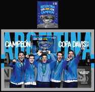 DAVIS CUP 2016-ARGENTINA-2017- CHAMPION-SOUVENIR SHEET + 1 STAMP-MNH- - Blokken & Velletjes