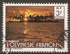 POLYNESIE  Française    -  1979 .  Y&T N° 134 Oblitéré .  Motu Tapu  /  Coucher De Soleil - Gebraucht