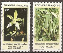 POLYNESIE  Française    -  1990 .  Y&T N° 350 à 351  Oblitérés .   Vanille  /  Orchidée - Gebruikt