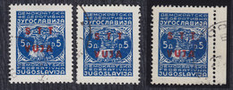 Italy Yugoslavia Slovenia Trieste Zone B 1949 Definitive, Error - Different Overprint Height, Used (o) Michel 17 - Gebraucht