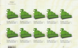 Iceland 2013 MNH Minisheet Of 10 Green Couch - Graphic Design - Design IV - Blokken & Velletjes