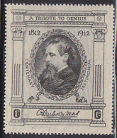 Great Britain 1912 Poster Stamp Tribute To Charles Dickens On The 100th Anniversary Of His Birth. - Erinnophilie