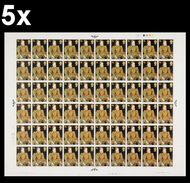 CV:€51.60 BULK 5 X Great Britain 1968 Queen Elizabeth I 4d COMPLETE SHEET:60 Stamps - Fogli Completi