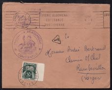 ALGERIE - CONSTANTINE / 1959 LETTRE EN FRANCHISE TAXEE A L' ARRIVEE A RAMBERVILLERS  (ref LE1667) - Covers & Documents