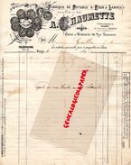 75-PARIS-RARE FACTURE 1898-A. CHAUMETTE-FABRIQUE POTERIE ETAIN & LAMPES-STERILISATEUR  LAIT DOCTEUR BUDIN-14 RUE PASTEUR - 1800 – 1899