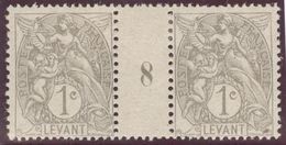 Fanz, Kolonie Levante ~1902 Mi#8+ZS+8 Bogen #8 Zwischensteg * Falz - Neufs
