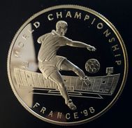 JAMAICA 25 DOLLARS 1998 SILVER PROOF "World Cup Soccer France 1998" Free Shipping Via Registered Air Mail - Jamaique