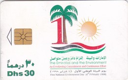 United Arab Emirates, AE-ETI-CHP-0029, National Environment Day 98 (C/N "9701"), 2 Scans.  GEM1A (Symmetric Black) - Emirati Arabi Uniti