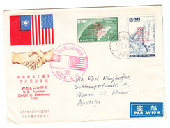 China Taiwan US PRESIDENT EISENHOWER VISIT FDC TAIPEI SENT TO Austria 1960 - Covers & Documents