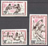 Congo Brazaville 1962, Sport, Athletic, Boxing, Basketball, 3val IMPERFORATED - Basketball