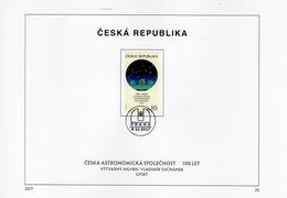 Czech Republic - 2017 - Centenary Of Czech Astronomical Society - FDS (first Day Sheet) - FDC