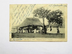 C.P.A. Tahiti : ILES SOUS LE VENT : Habitation Lacustre à RAIATEA, Animé, Timbres 1904, TRES RARE - Frans-Polynesië