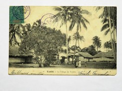 C.P.A. Tahiti : Le Village De TAUTIRA, Animé, Calèches,timbre 1904, Plan Rare - Frans-Polynesië