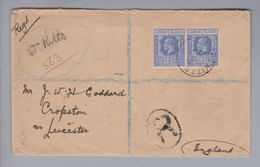 Karibik Antigua + Barbuda 1927-10-19 St.Kitts R-Brief Nach Leicester England - 1858-1960 Kronenkolonie