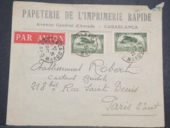 MAROC - Env à Entête Papeterie De L'Imrpimerie Rapide - Par Avion De Casablanca Pour Paris - Dec 1926 - P22079 - Poste Aérienne