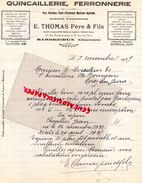 16- BARBEZIEUX- LETTRE MANUSCRITE SIGNEE E. THOMAS PERE FILS- QUINCAILLERIE FERRONNERIE-47 RUE MARCEL JAMBON-1935 - Artigianato