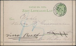 1888 3kr Zárt Díjjegyes Levelezőlap Budapestről Újpestre, Majd Visszaküldve - Autres & Non Classés