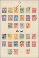 O 1906 Turul Sor A1 állású Vízjellel + 2K Nélküli Sor VI. Vízjellel, Saját Készítésű Lapra Ragasztva - Autres & Non Classés