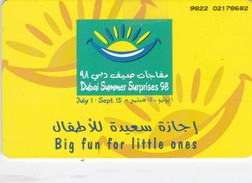 United Arab Emirates, AE-ETI-CHP-0058C, Dubai Summer Surprises (C/N "9822"), 2 Scans.  CN Smaller, : Incard - IN1 - Emirati Arabi Uniti