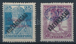 * Debrecen I. 1919 Károly/Köztársaság 25f + Zita/Köztársaság 50f, Bodor Vizsgálójellel (4.500) - Autres & Non Classés