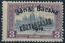 ** Bánát-Bácska 1919 Parlament/Köztársaság 3K Bodor Vizsgálójellel (10.000) - Other & Unclassified