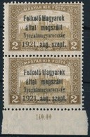 ** Nyugat-Magyarország I. 1921 Parlament 2K ívszéli Pár Bodor Vizsgálójellel (9.000) - Other & Unclassified