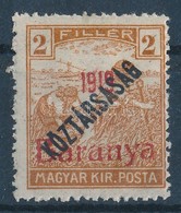 * Baranya I. 1919 Arató/Köztársaság 20f Vörös Felülnyomással Próbanyomat, Garancia Nélkül (**30.000) - Other & Unclassified