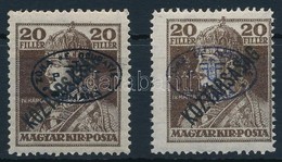 ** Debrecen I. 1919 2 Db Károly/Köztársaság 20f Fekete és Kék Felülnyomással, Garancia Nélkül (**34.000) - Other & Unclassified