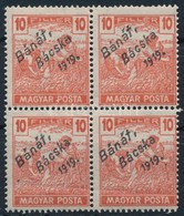 ** Bánát-Bácska 1919 Magyar Posta 10f Négyestömb Garancia Nélkül (40.000) - Other & Unclassified