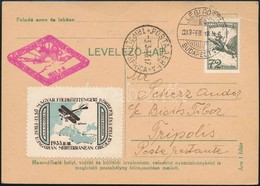 1933 Gerle Földközi-tengeri Repülés Levelezőlap Tripoliba / Mediterranean Round Flight Postcard BUDAPEST - TRIPOLI - Autres & Non Classés