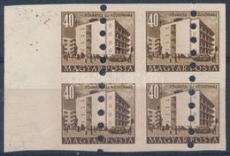 ** 1951 Épületek (I.) 40f ívszéli Négyestömb Megsemmisítő Lyukasztással - Other & Unclassified