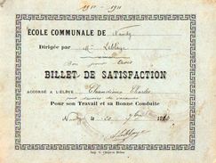 VP11.394 - Ecole Communal De NANDY 1910 - Billet De Satisfaction Charles CHANDIOUX - Diplômes & Bulletins Scolaires