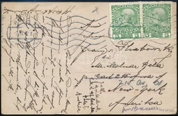 1912 Képeslap Az Erzherzog Ferdinand Max Hadihajó Matrózától New Yorkba / Postcard Of A Mariner Of The Navy Ship Erzherz - Other & Unclassified