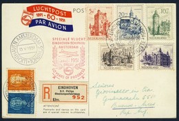 1951 Mi 570-574 Ajánlott Elsőnapi Légi Képeslap Alkalmi Repüléssel  Argentínába / Registered First Day Card With Special - Autres & Non Classés