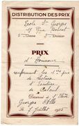 VP11.401 - 1935 - Ecole Saint George - Prix D'Honneur- Elève George ALLO - Diplômes & Bulletins Scolaires