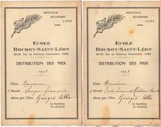 VP11.404 - PARIS 1938 - Ecole Rocroy - Saint - Léon - Distribution Des Prix - Elève George ALLO - Diplomi E Pagelle