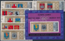 ** 1968 Nyári Olimpiai Helyszínek Címerei ívszéli Sor Mi 832-837 + Blokk Mi 84 - Other & Unclassified