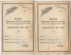 VP11.406 - PARIS 1939 - Ecole Rocroy - Saint - Léon - Distribution Des Prix - Elève George ALLO - Diplomas Y Calificaciones Escolares